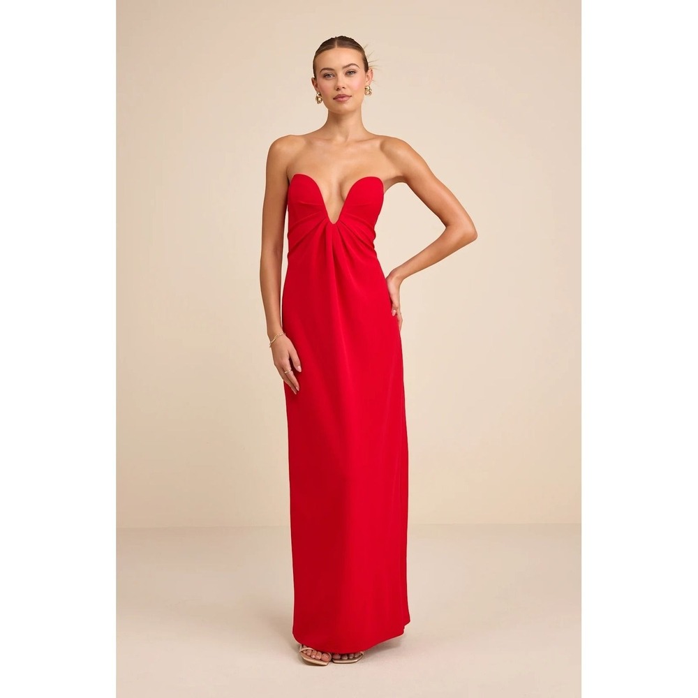 Lulus NWT Thula Red Cutout U-Bar Column Maxi Dress - Medium